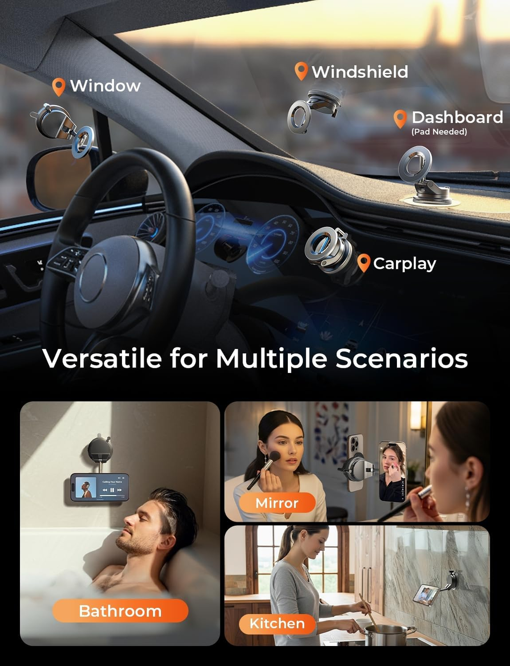 💥Save 30% 🔥360° Adjustable Suction Cup Magnetic Phone Holder
