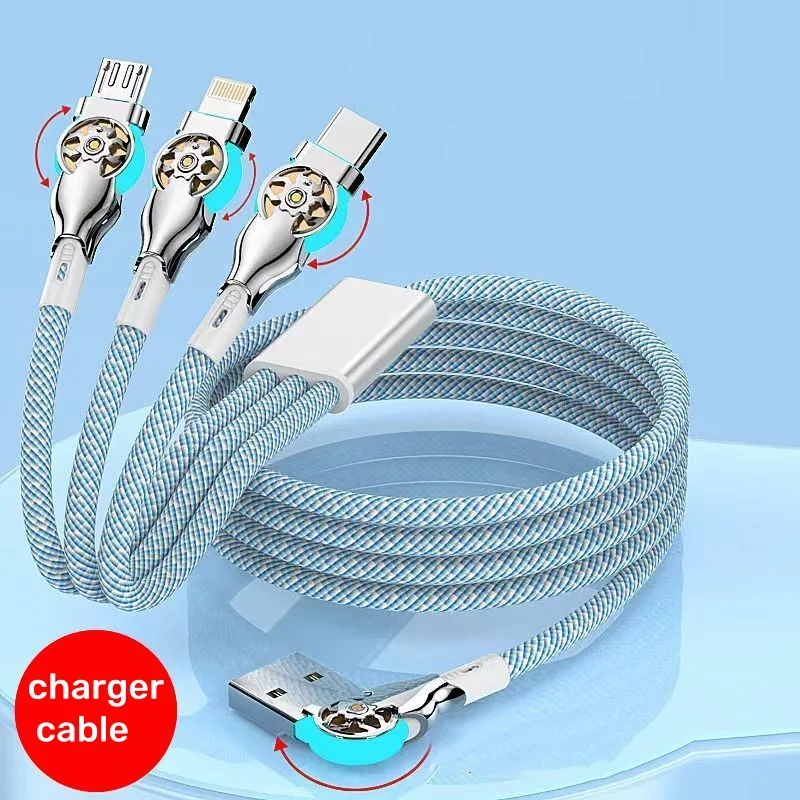 🔥Hot Sale 🔥Double elbow 180° rotating 3 in 1 charging cable