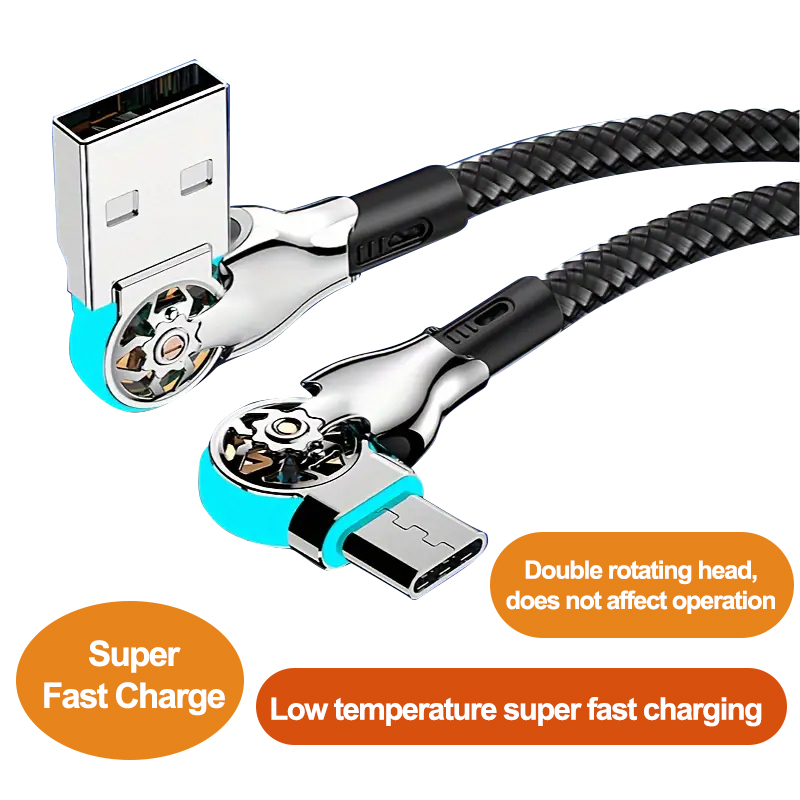 🔥Hot Sale 🔥Double elbow 180° rotating 3 in 1 charging cable