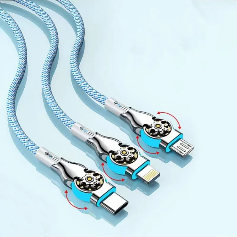 🔥Hot Sale 🔥Double elbow 180° rotating 3 in 1 charging cable
