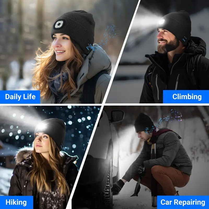 🎁Perfect Gift 🔥Bluetooth Beanie with LED Headlight and Removable Speaker