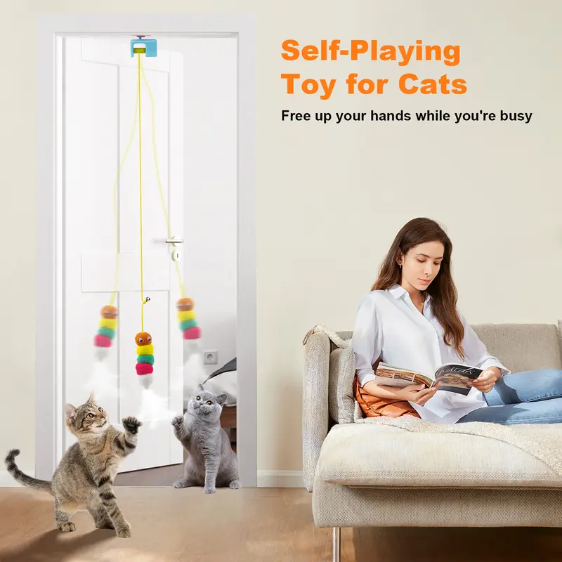 🐱Pet Stress Relief 🐱Rechargeable Interactive Hanging Door Cat Toy
