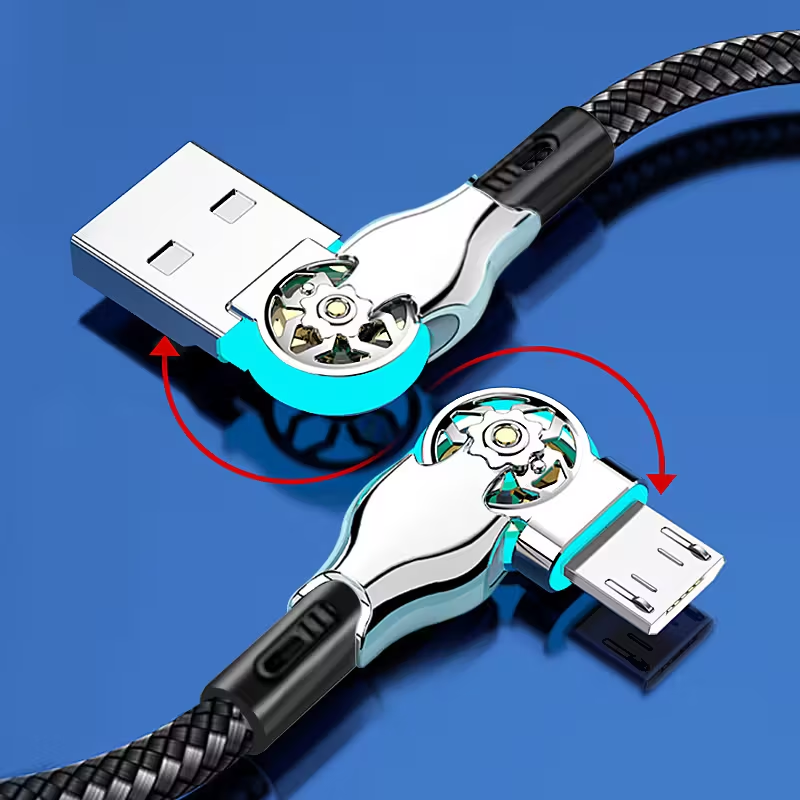 🔥Hot Sale 🔥Double elbow 180° rotating 3 in 1 charging cable