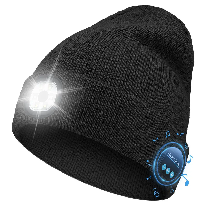 🎁Perfect Gift 🔥Bluetooth Beanie with LED Headlight and Removable Speaker