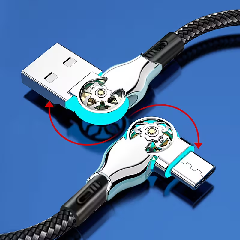 🔥Hot Sale 🔥Double elbow 180° rotating 3 in 1 charging cable